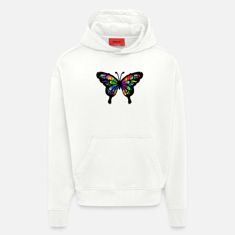 Graffiti Art papillon Illustration dessin - Sweat à capuche bio épais oversize fabriqué en UE - OFF WHITE