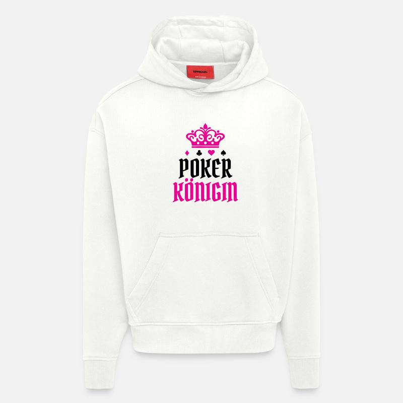 Casino Royal Flush Poker Déclaration Reine - Sweat à capuche bio épais oversize fabriqué en UE - OFF WHITE