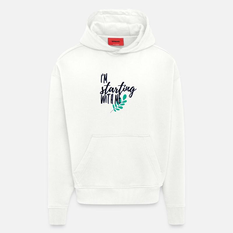 Je commence par moi - Sweat à capuche bio épais oversize fabriqué en UE - OFF WHITE