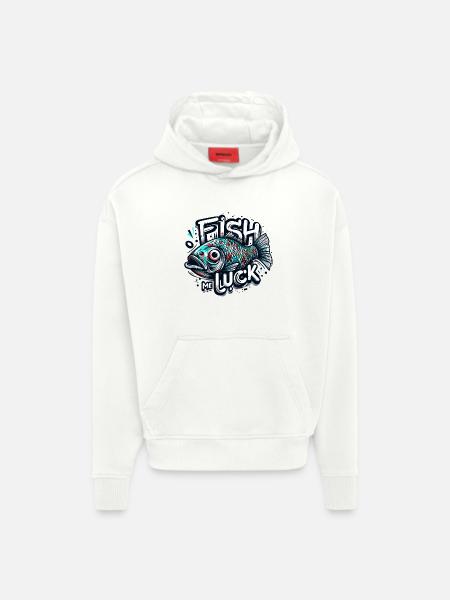 Fish me luck fishing poker gift - Hoodie- made by SPREAD  - OFF WHITE