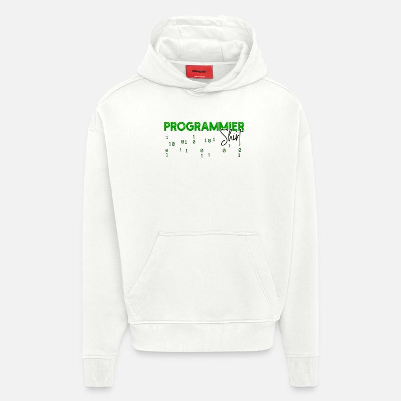 Programmeur Développeur Code Statement Scripting - Sweat à capuche bio épais oversize fabriqué en UE - OFF WHITE