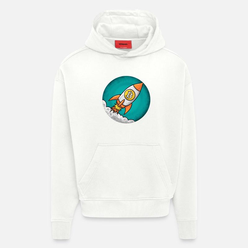 Crypto rocket: Bitcoin to the moon! - Hoodie- made by SPREAD  - OFF WHITE