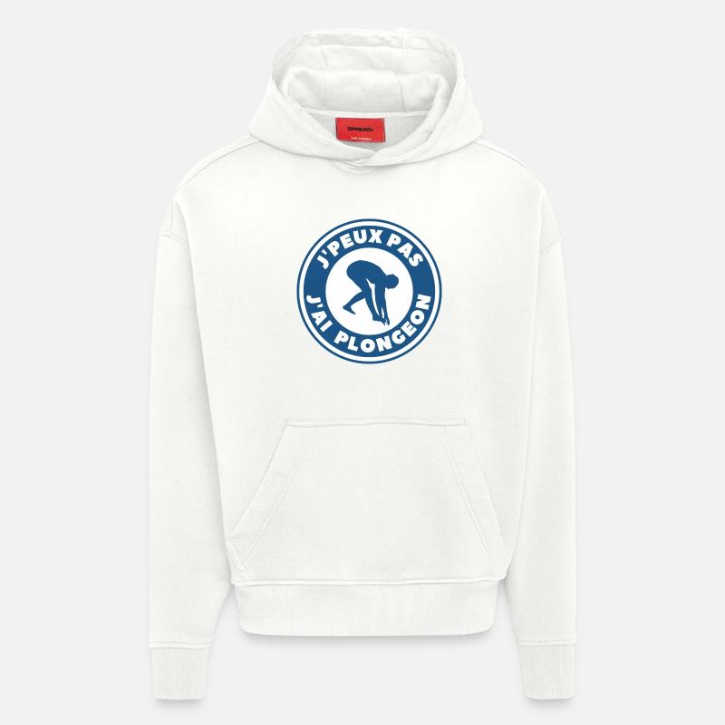 je peux pas j'ai plongeon - Sweat à capuche bio épais oversize fabriqué en UE - OFF WHITE
