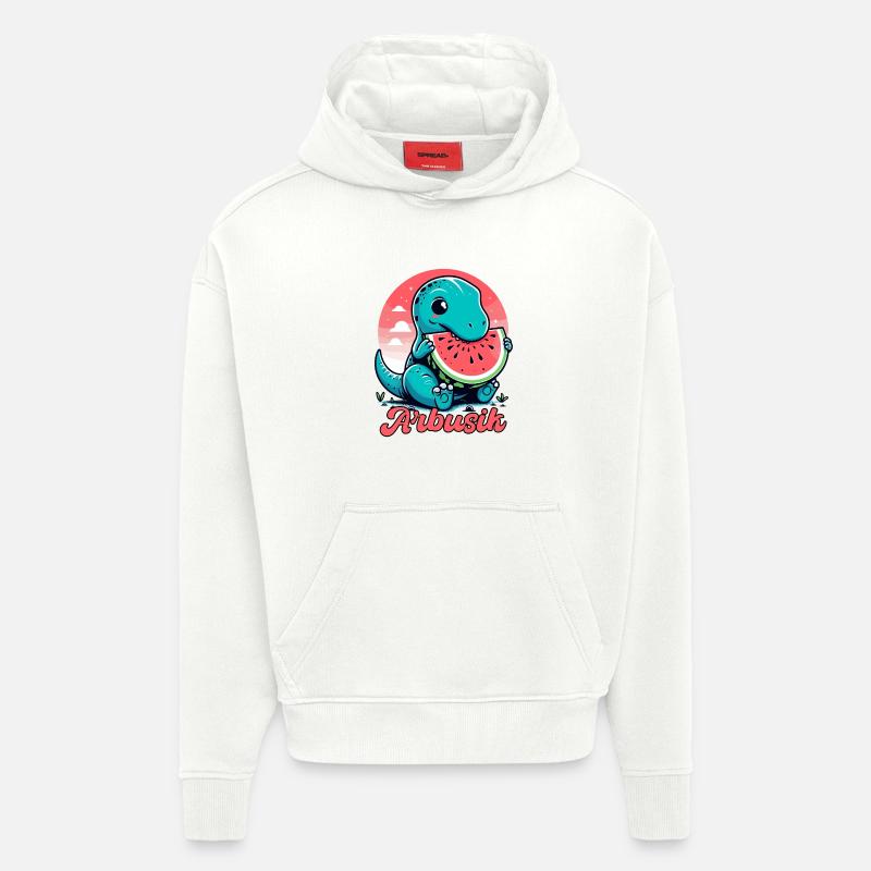 Mignon T-Rex Pastèque Arbusik Cadeau - Sweat à capuche bio épais oversize fabriqué en UE - OFF WHITE
