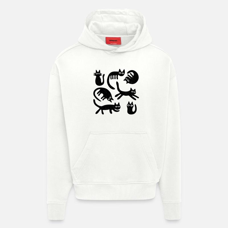 Sieben Glückskatzen L Schwarz - Hoodie- made by SPREAD - OFF WHITE