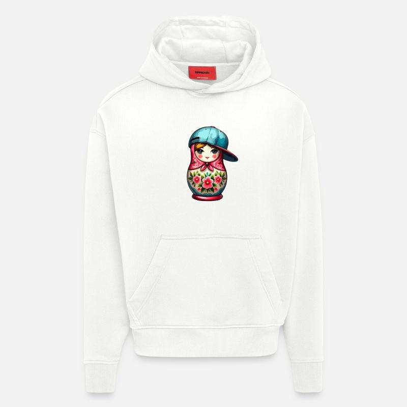 Matriochka Cool Cap Cadeau - Sweat à capuche bio épais oversize fabriqué en UE - OFF WHITE
