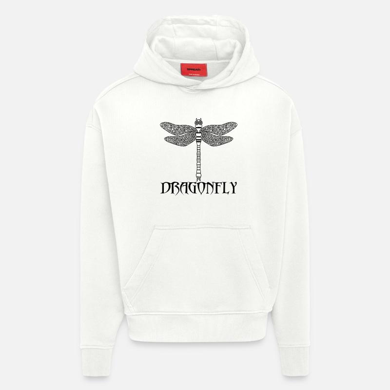 Libellule noire - Sweat à capuche bio épais oversize fabriqué en UE - OFF WHITE