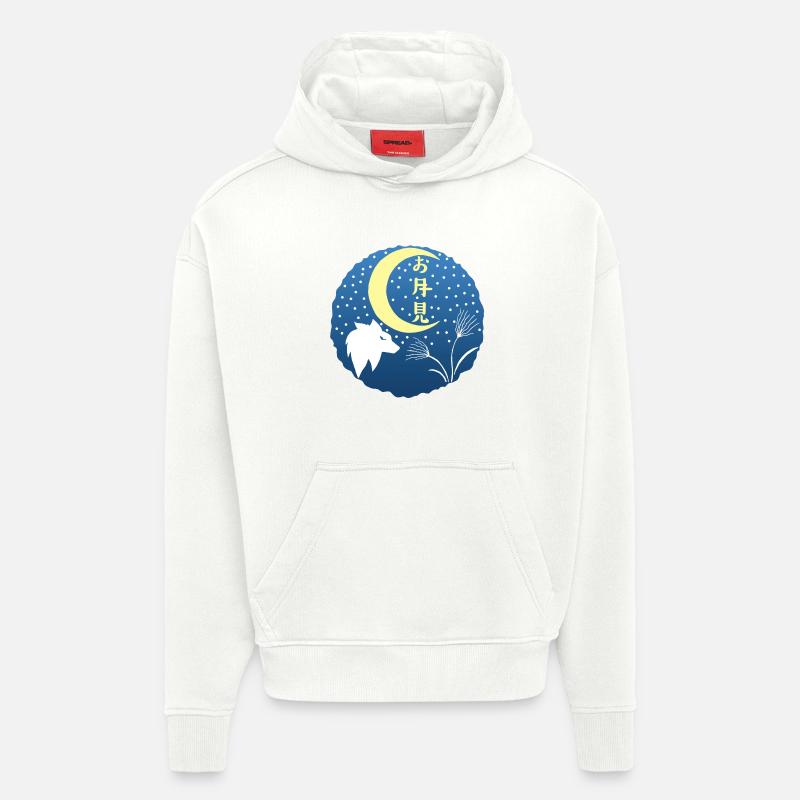 White Wolf and Moon Vision - Hoodie- made by SPREAD  - OFF WHITE