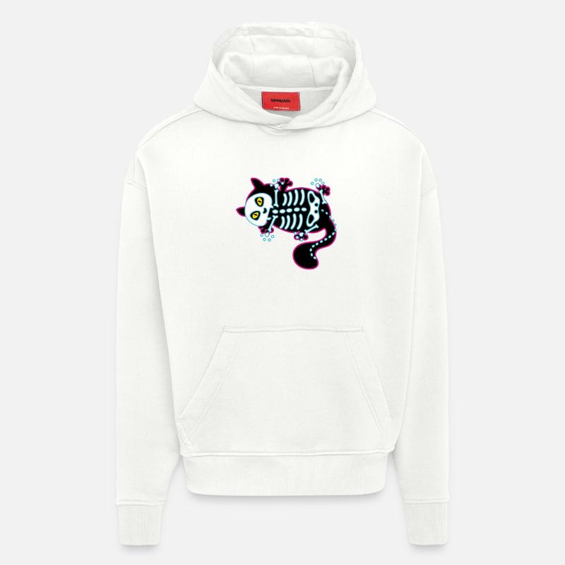 Chat drôle – humour d’Halloween - Sweat à capuche bio épais oversize fabriqué en UE - OFF WHITE