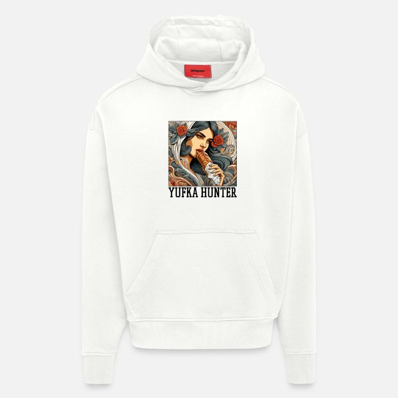 Cadeau Yufka Hunter Kebab - Sweat à capuche bio épais oversize fabriqué en UE - OFF WHITE