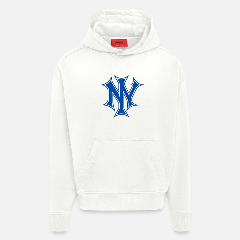 Logo NYC Style Vibrant Design - Sweat à capuche bio épais oversize fabriqué en UE - OFF WHITE