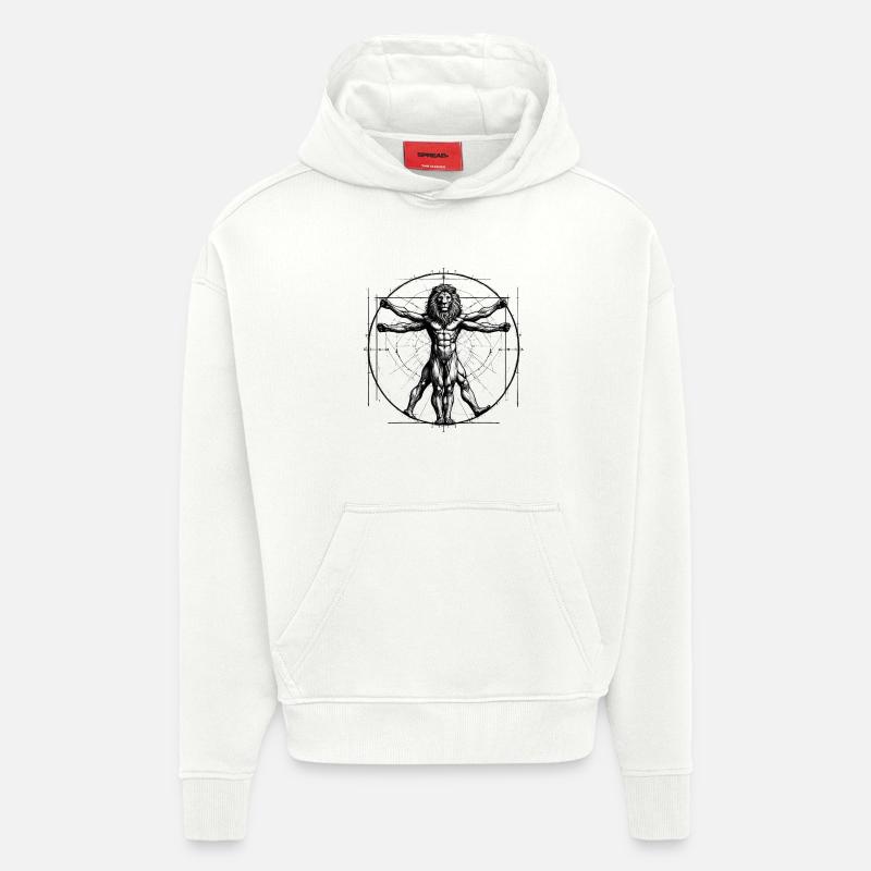 Vitruvian Lion Sketch Drawing Gift - Hoodie- made by SPREAD - OFF WHITE