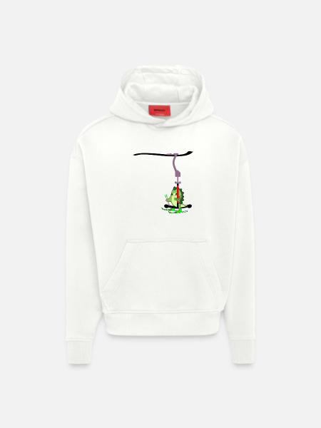 SKI LIFT KIDS SKIING DINOSAUR - Hoodie- made by SPREAD - OFF WHITE