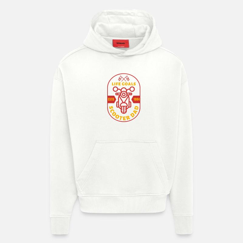 Scooter Dad – Life Goals Retro Roller - Sweat à capuche bio épais oversize fabriqué en UE - OFF WHITE