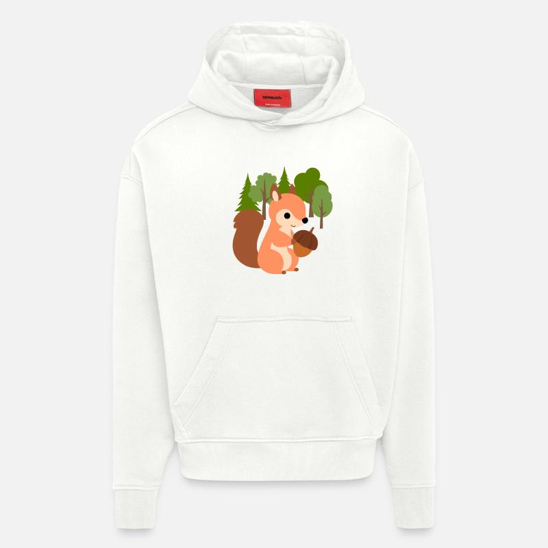 Squirrel with nut - Hoodie- made by SPREAD  - OFF WHITE
