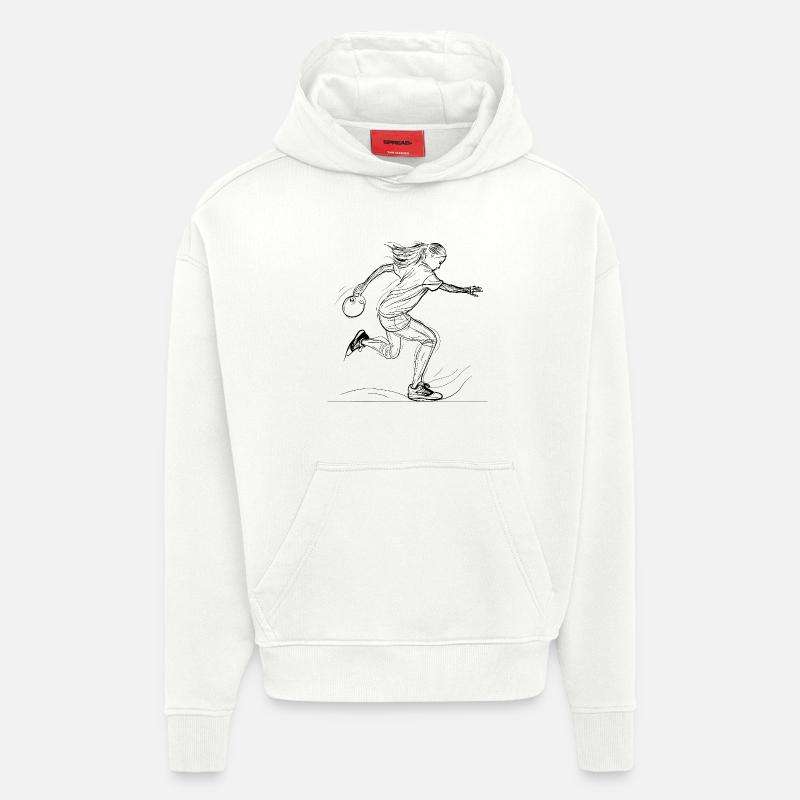 Dessin d’une joueuse melon - Sweat à capuche bio épais oversize fabriqué en UE - OFF WHITE