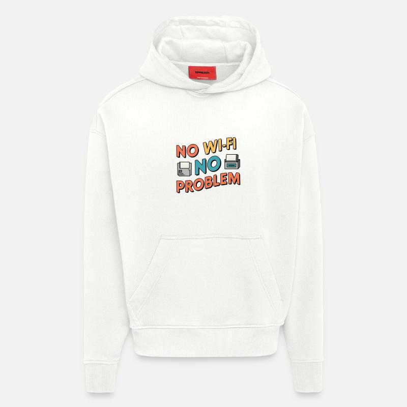 Pas de Wi-Fi, pas de problème - Sweat à capuche bio épais oversize fabriqué en UE - OFF WHITE