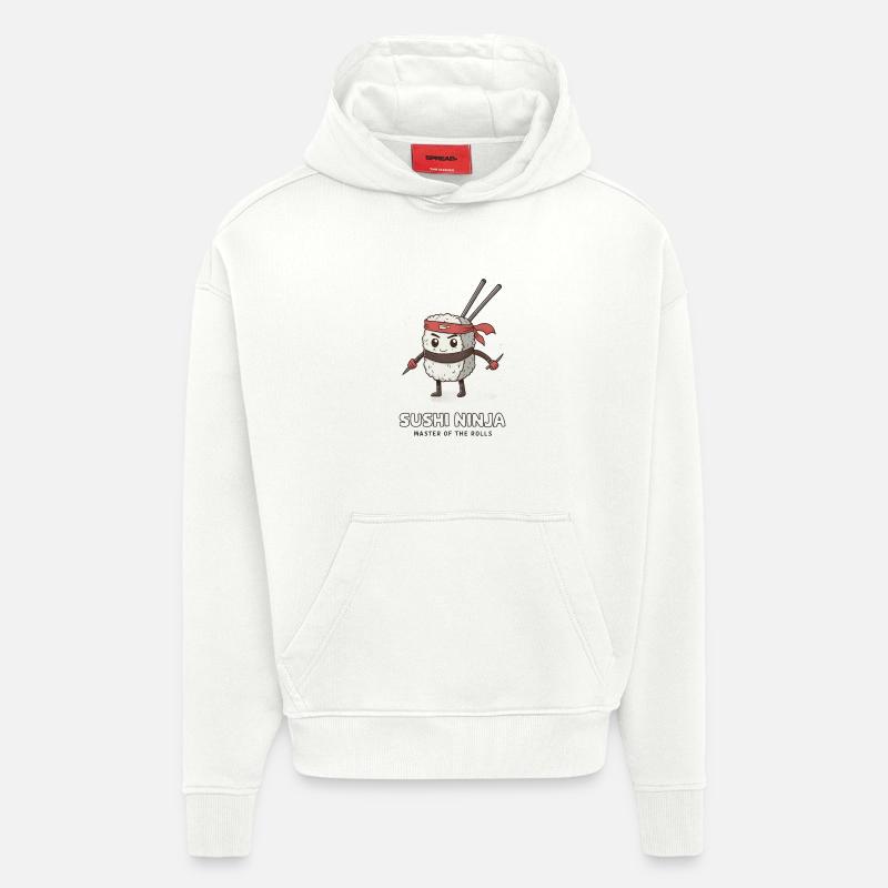 Sushi Ninja - Maître des Rolls - Sweat à capuche bio épais oversize fabriqué en UE - OFF WHITE