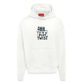 Chut... Je suis dans un rebondissement - Sweat à capuche bio épais oversize fabriqué en UE - OFF WHITE - Devant