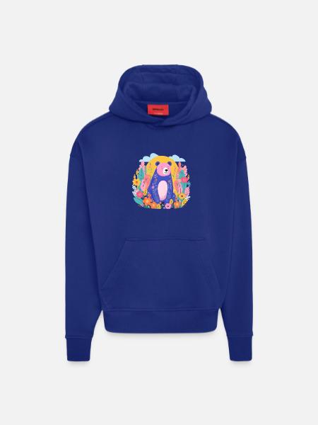Bunter Bär im Blumengarten - Hoodie- made by SPREAD  - OFF WHITE