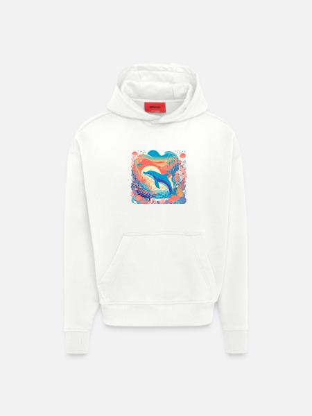 Underwater Rainbow Dolphin - Hoodie- made by SPREAD  - OFF WHITE
