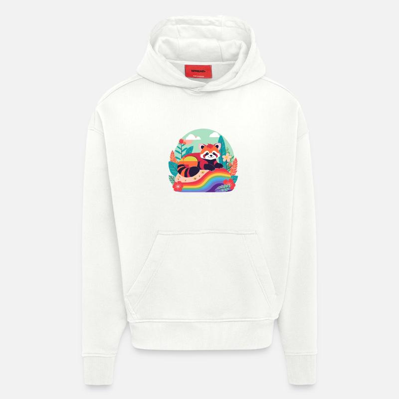 Rainbow Panda at Rest - Hoodie- made by SPREAD  - OFF WHITE