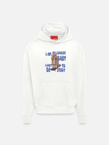 Skater Dog Meme - Plus bébé - Sweat à capuche bio épais oversize fabriqué en UE - OFF WHITE