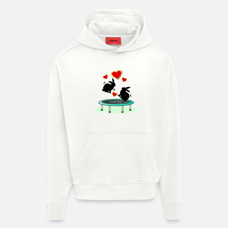 TRAMPOLINE JUMPING BUNNIES EASTER BUNNIES - Hoodie- made by SPREAD  - OFF WHITE