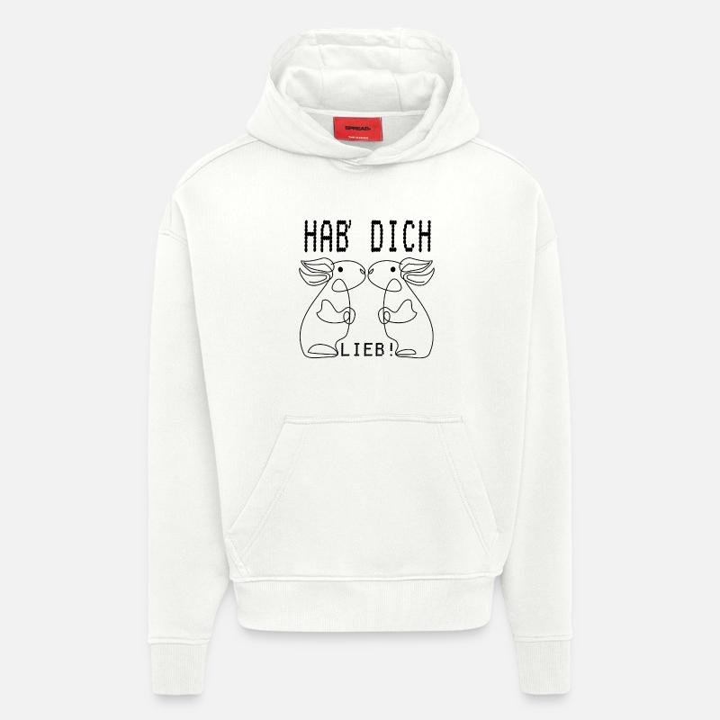 HABE DICH LIEB - HASEN PÄRCHEN - Hoodie- made by SPREAD  - OFF WHITE