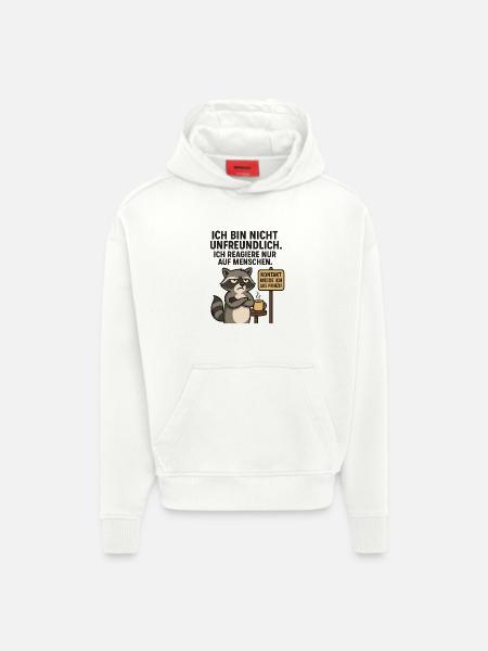 Raccoon saying: contact avoidance - Hoodie- made by SPREAD - OFF WHITE