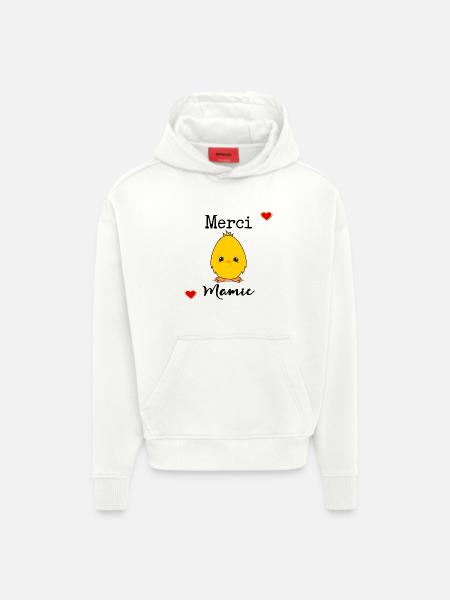 MERCI MAMIE AMOUR - Sweat à capuche bio épais oversize fabriqué en UE - OFF WHITE