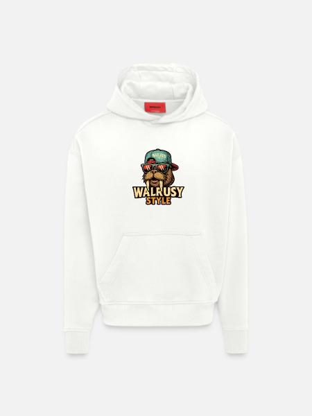 Walrusy Style: Walrus with sunglasses - Hoodie- made by SPREAD - OFF WHITE