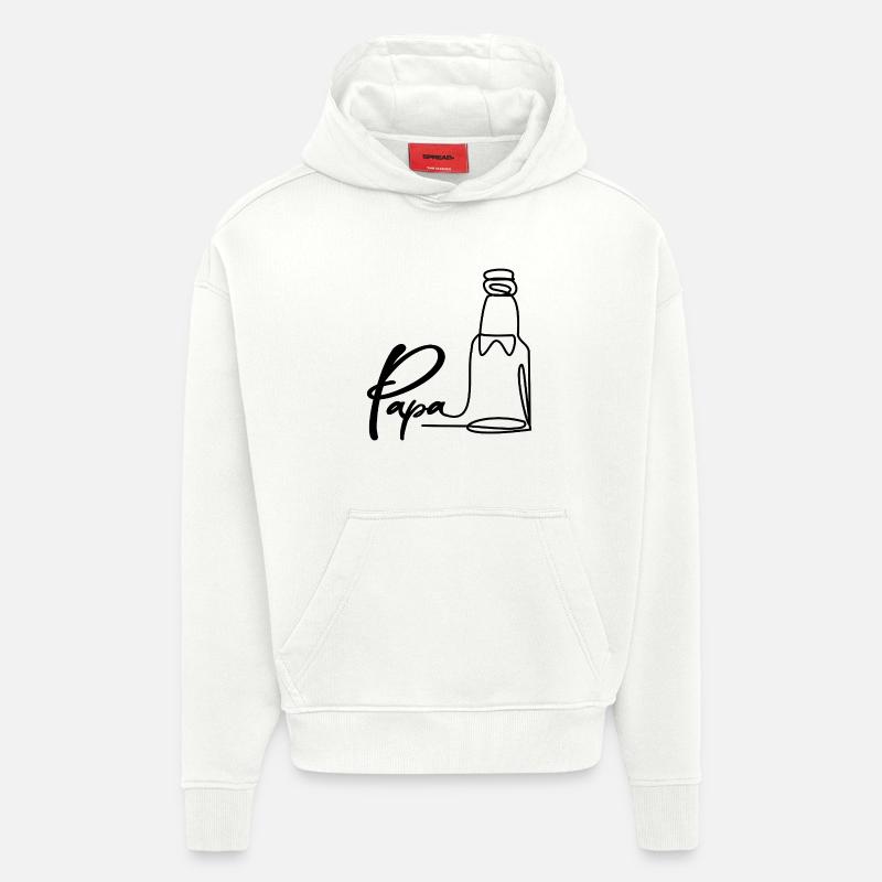 BIÈRE BIÈRE BIÈRE PAPA - Sweat à capuche bio épais oversize fabriqué en UE - OFF WHITE