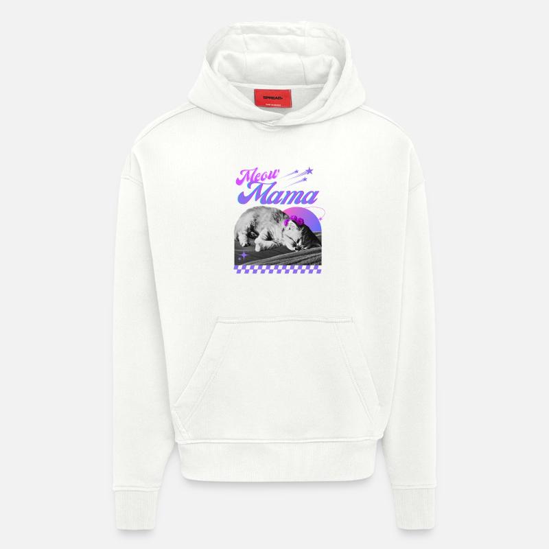 Schlafender Kater mit Blumenkranz - Hoodie- made by SPREAD  - OFF WHITE