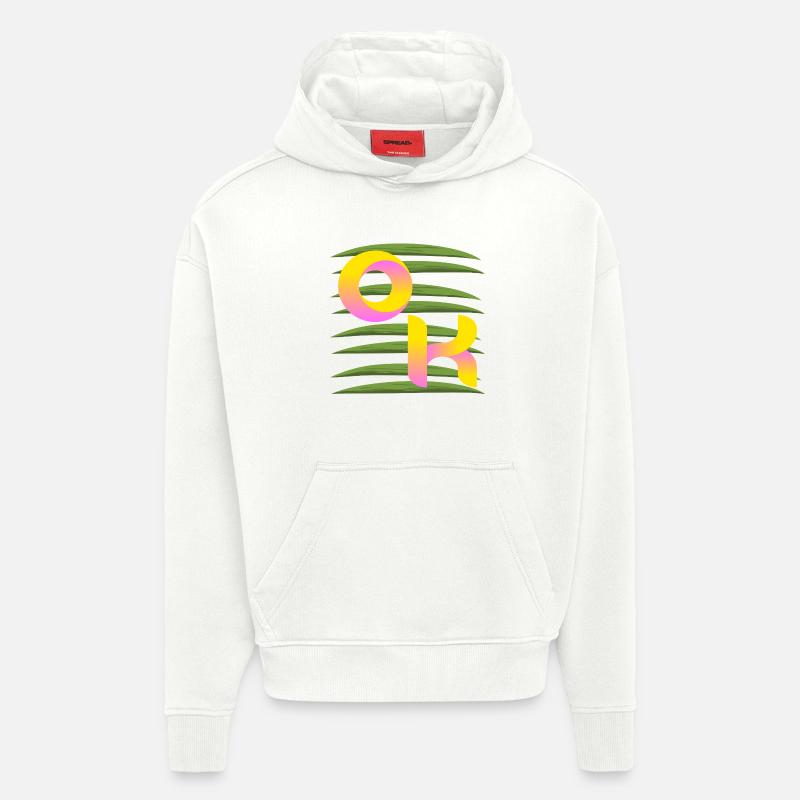 PALMIERS D’ÉTÉ OK - Sweat à capuche bio épais oversize fabriqué en UE - OFF WHITE