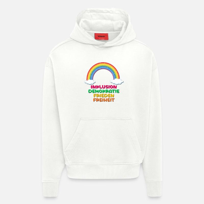 INKLUSION REGENBOGEN FRIEDEN DEMOKRATIE - Hoodie- made by SPREAD  - OFF WHITE