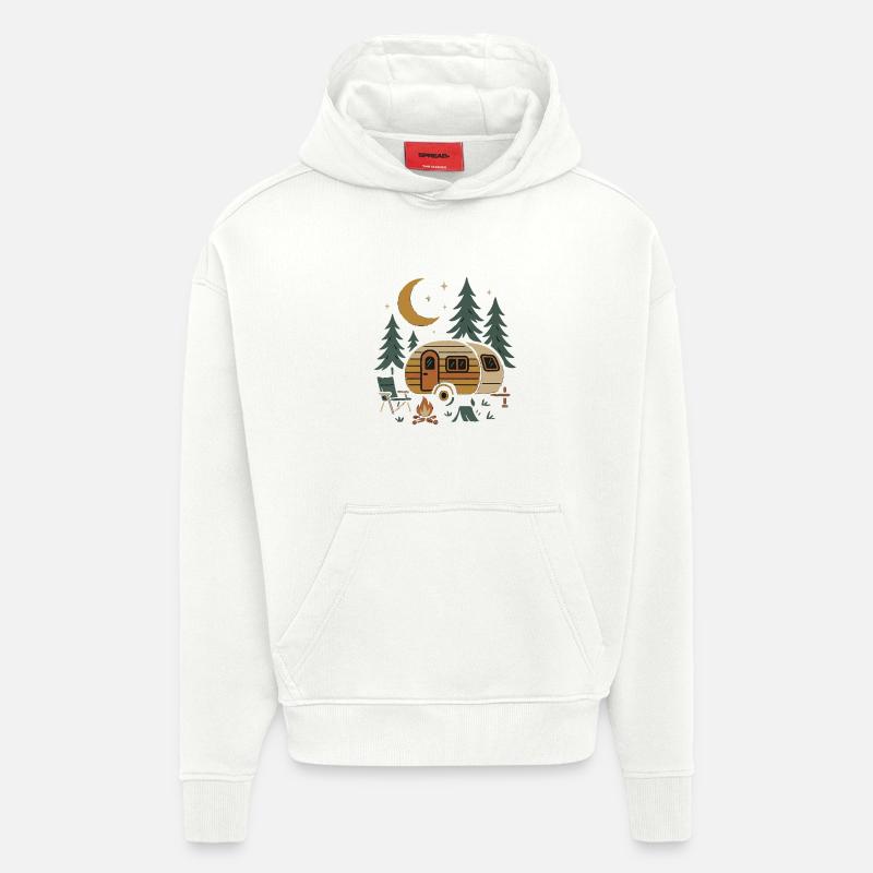 Nächtliches Camping-Szenen-Design - Hoodie- made by SPREAD  - OFF WHITE