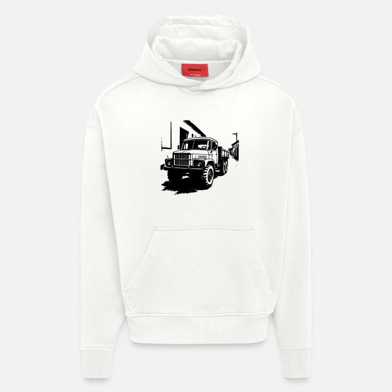 Géant d’acier de l’Est - Sweat à capuche bio épais oversize fabriqué en UE - OFF WHITE