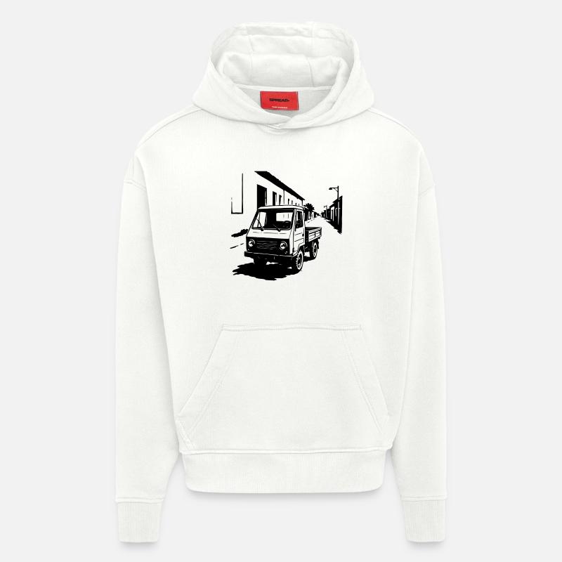 Multifonctionnel Power Retro - Sweat à capuche bio épais oversize fabriqué en UE - OFF WHITE
