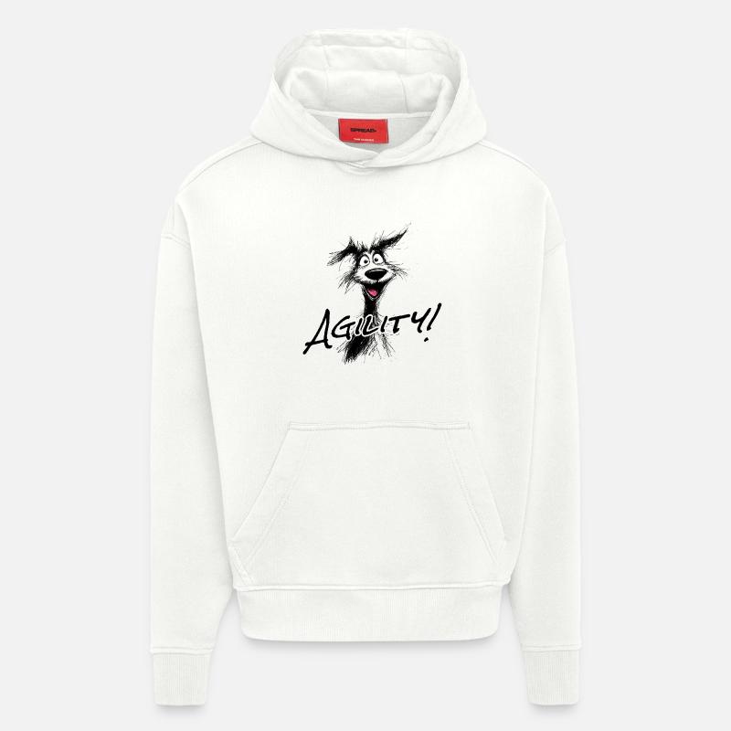 L’agilité – le sport canin - Sweat à capuche bio épais oversize fabriqué en UE - OFF WHITE