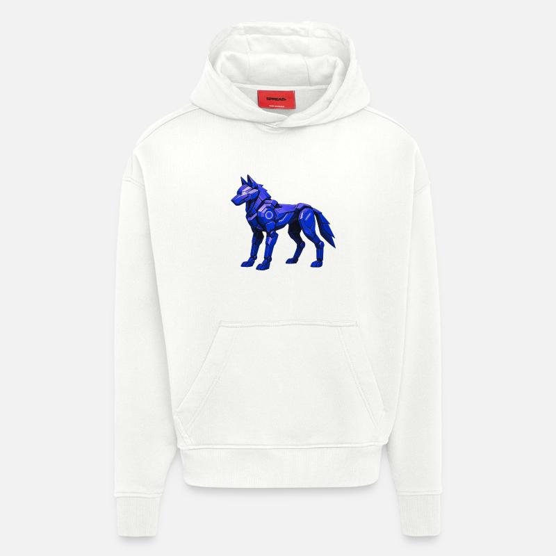 Futuristic Digital Wolf Illustration - Hoodie- made by SPREAD  - OFF WHITE
