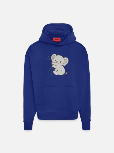 Snuggled elephant calf - Hoodie- made by SPREAD  - OFF WHITE