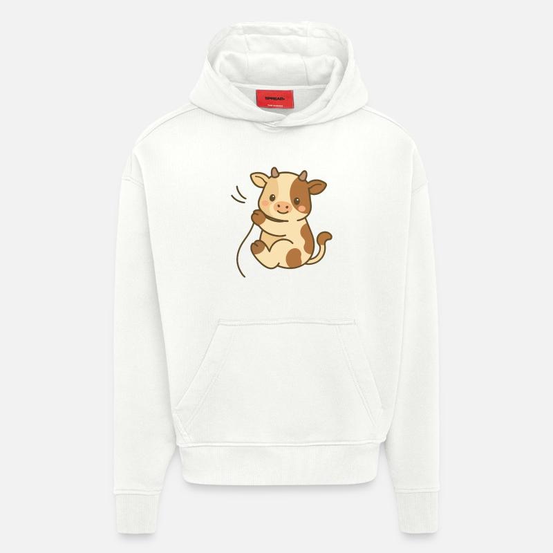 Breloque veau câlin - Sweat à capuche bio épais oversize fabriqué en UE - OFF WHITE