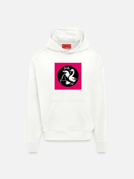 Fox and goose in friendship - Hoodie- made by SPREAD - OFF WHITE