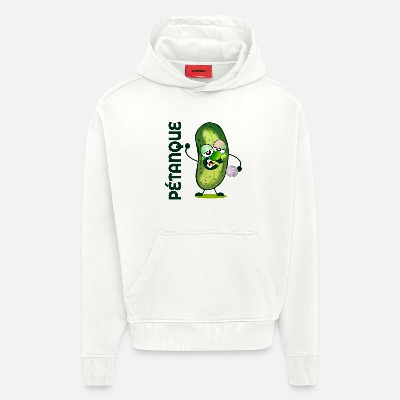 Cornichons Pétanque - Sweat à capuche bio épais oversize fabriqué en UE - OFF WHITE
