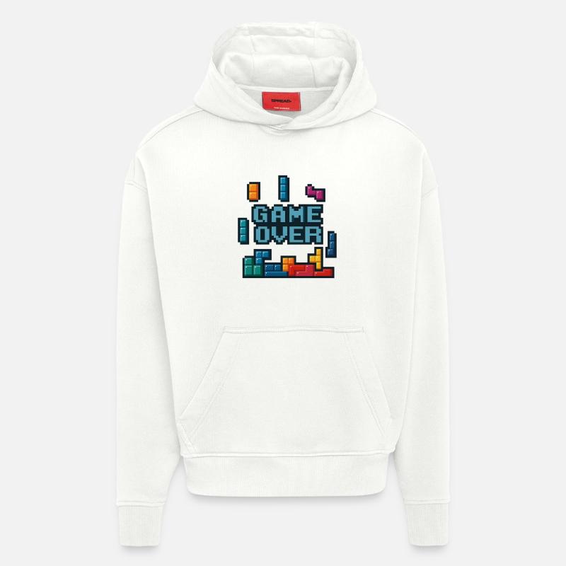 Pixel art Game Over Design - Sweat à capuche bio épais oversize fabriqué en UE - OFF WHITE