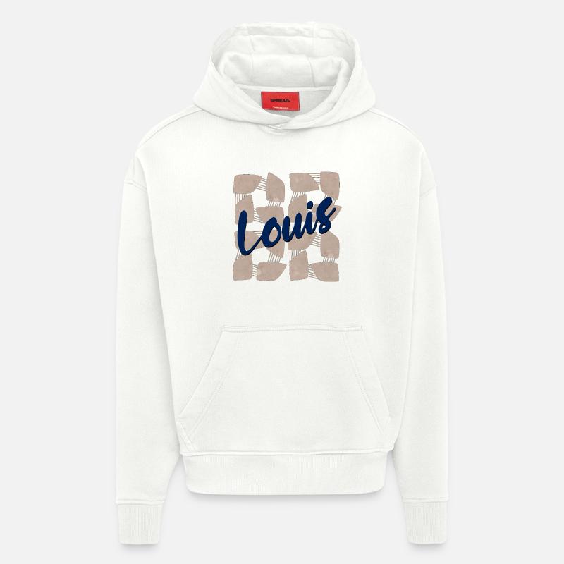 NOM CADEAUX PRÉNOM LOUIS - Sweat à capuche bio épais oversize fabriqué en UE - OFF WHITE