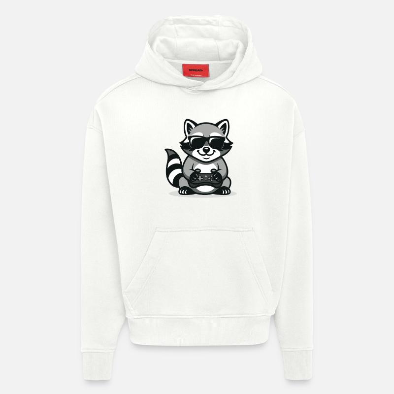 Raton laveur joueur - Sweat à capuche bio épais oversize fabriqué en UE - OFF WHITE