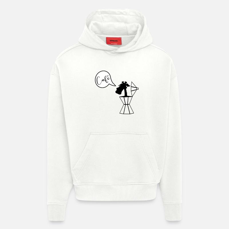 Girafe Café Espresso - Sweat à capuche bio épais oversize fabriqué en UE - OFF WHITE