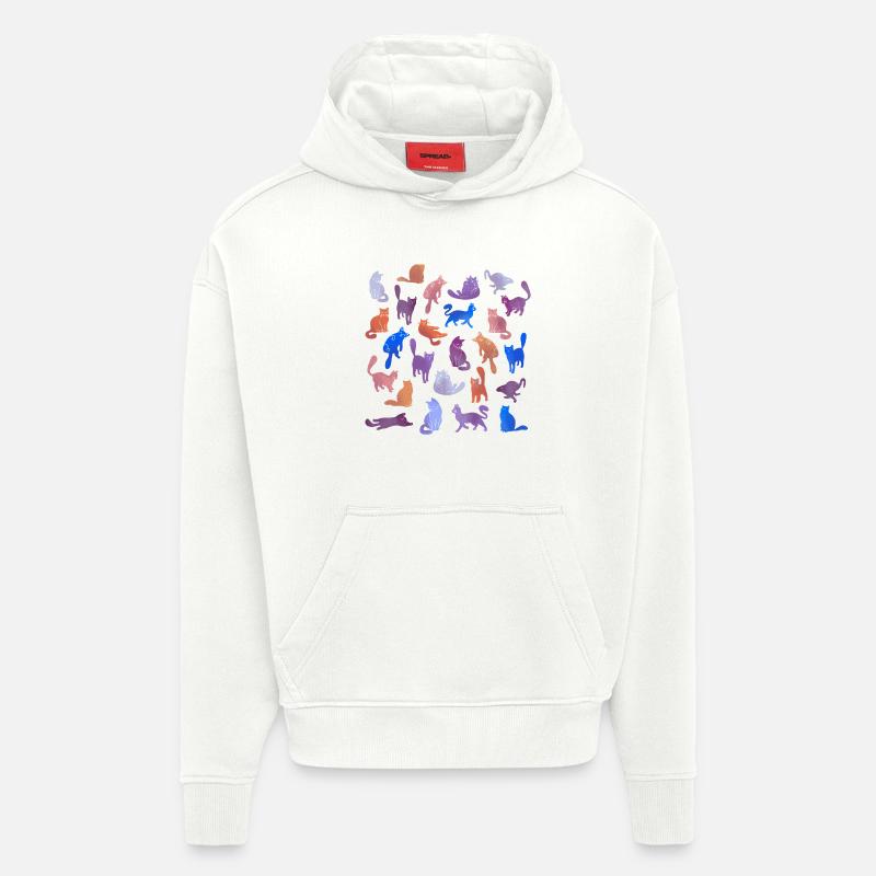 Farbenfrohe Katzen Silhouetten - Hoodie- made by SPREAD  - OFF WHITE